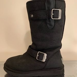 UGG Sutter Moto Leather Buckle Boots Black